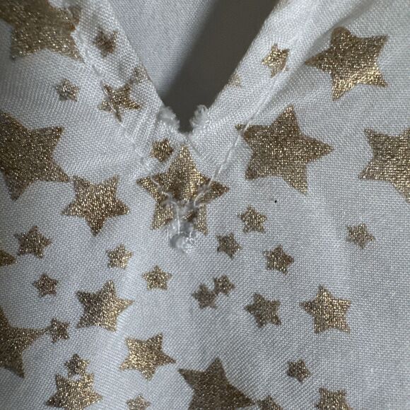 Emily McCarthy M White Top Gold Stars Elbow Length Sleeves - Picture 4 of 10